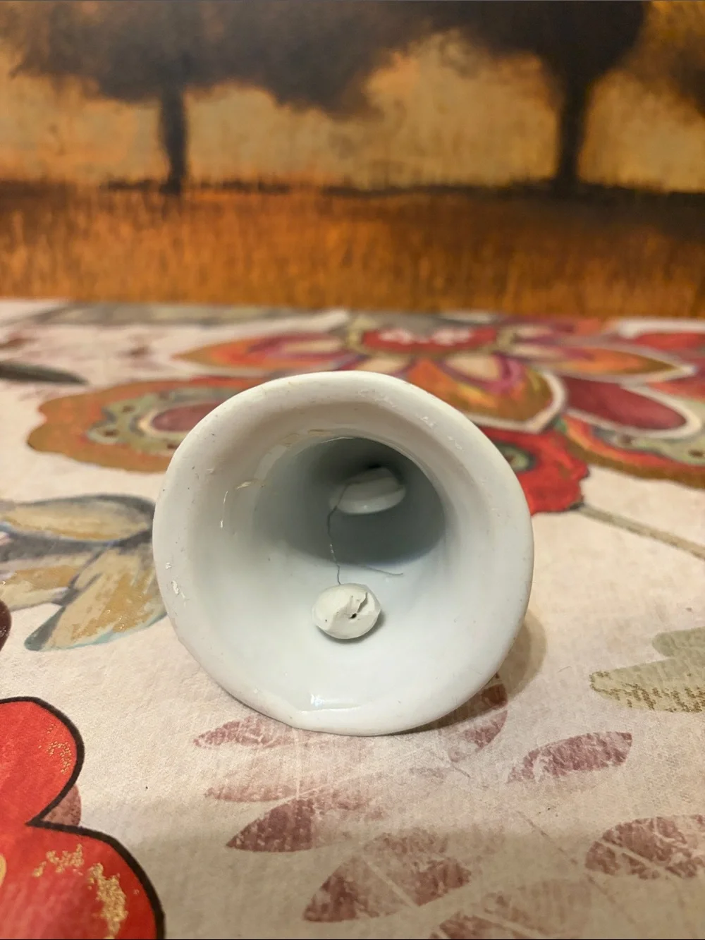 White Kentucky Floral Souvenir Bell with Gold Accent